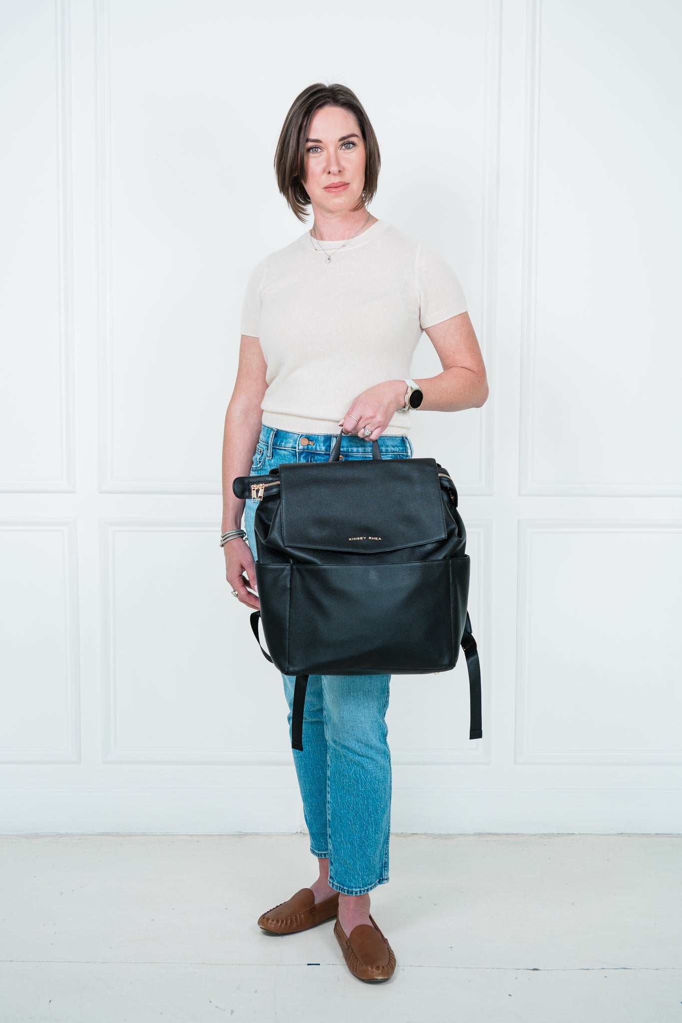 concealed carry genuine leather backpack women Kinsey Rhea Dawn Concealed Carry Backpack in Black