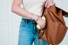 tan leather concealed carry backpack for women, diaper bag