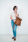 tan leather concealed carry backpack for women, diaper bag