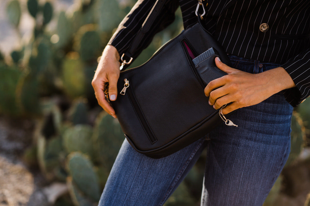 woman with black purse